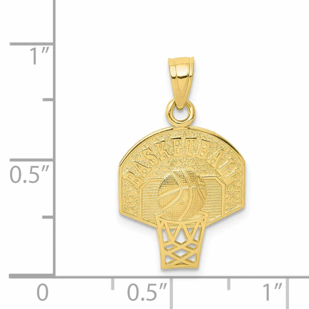 10k Yellow Gold Basketball Net Charm Pendant