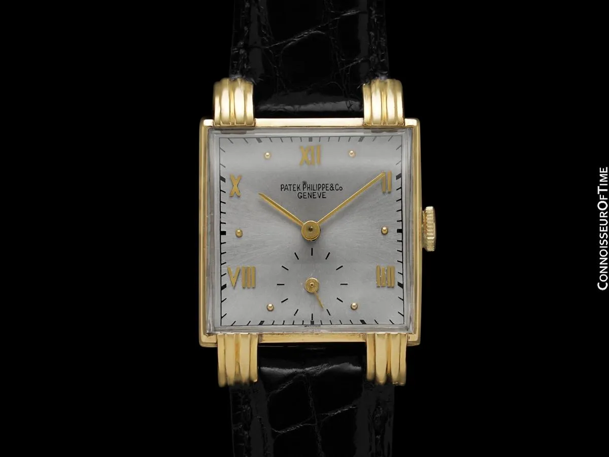 1950's Patek Philippe Vintage Mens Handwound Special Lugs Watch - 18K Gold