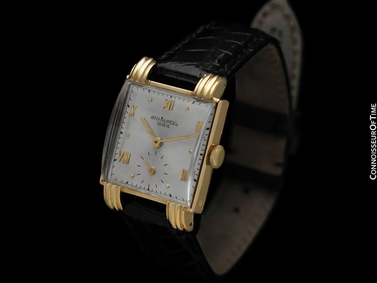 1950's Patek Philippe Vintage Mens Handwound Special Lugs Watch - 18K Gold