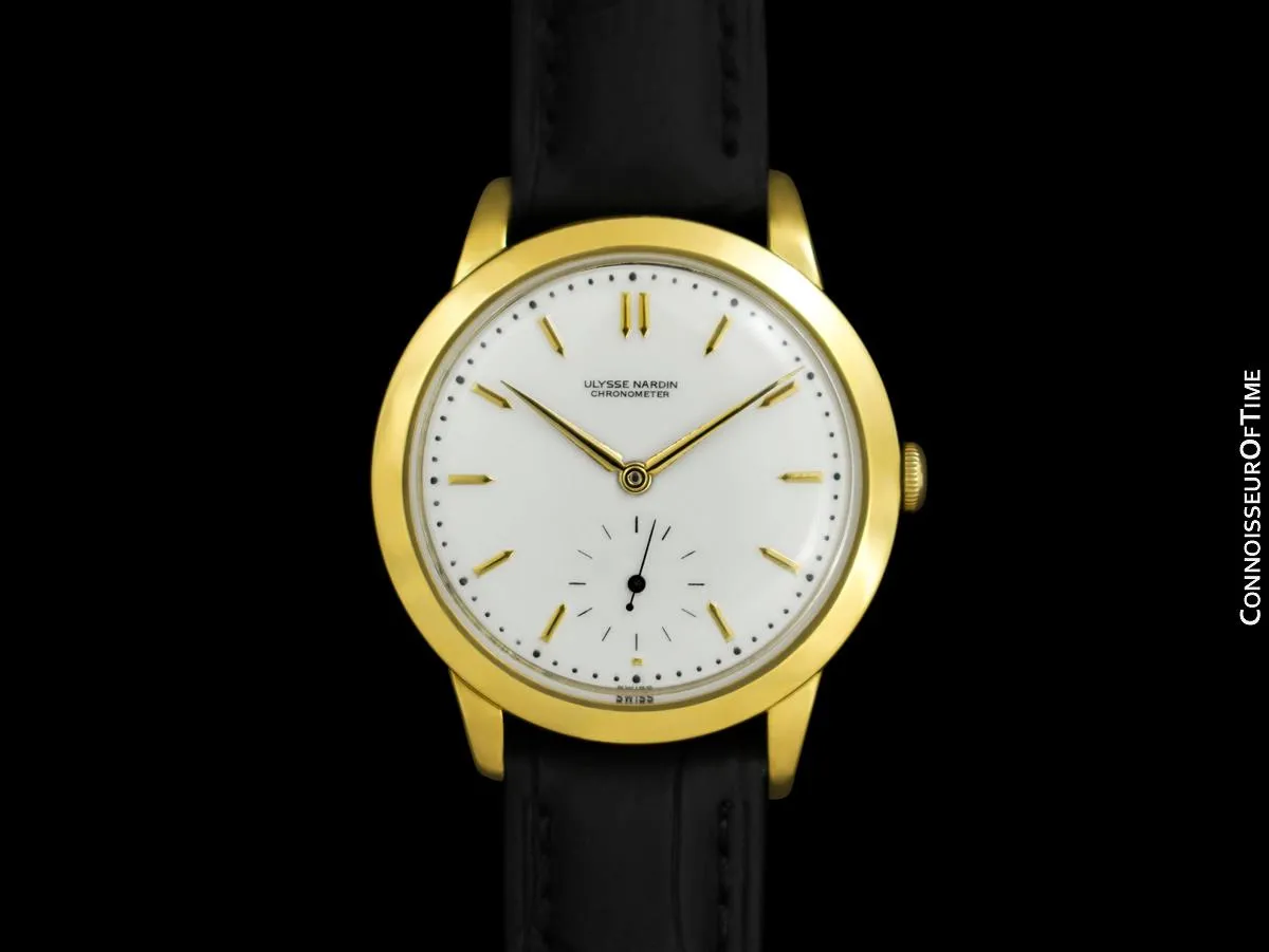 1950's Ulysse Nardin Vintage Mens Full Size Dress Watch - 18K Gold Plated