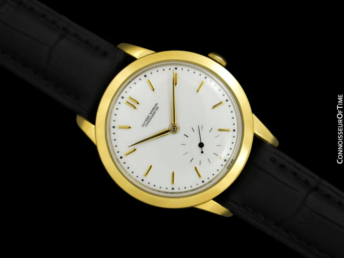 1950's Ulysse Nardin Vintage Mens Full Size Dress Watch - 18K Gold Plated