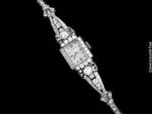 1950's Vintage Ladies Watch with Omega Movement - Platinum with 5 Carats of Diamond