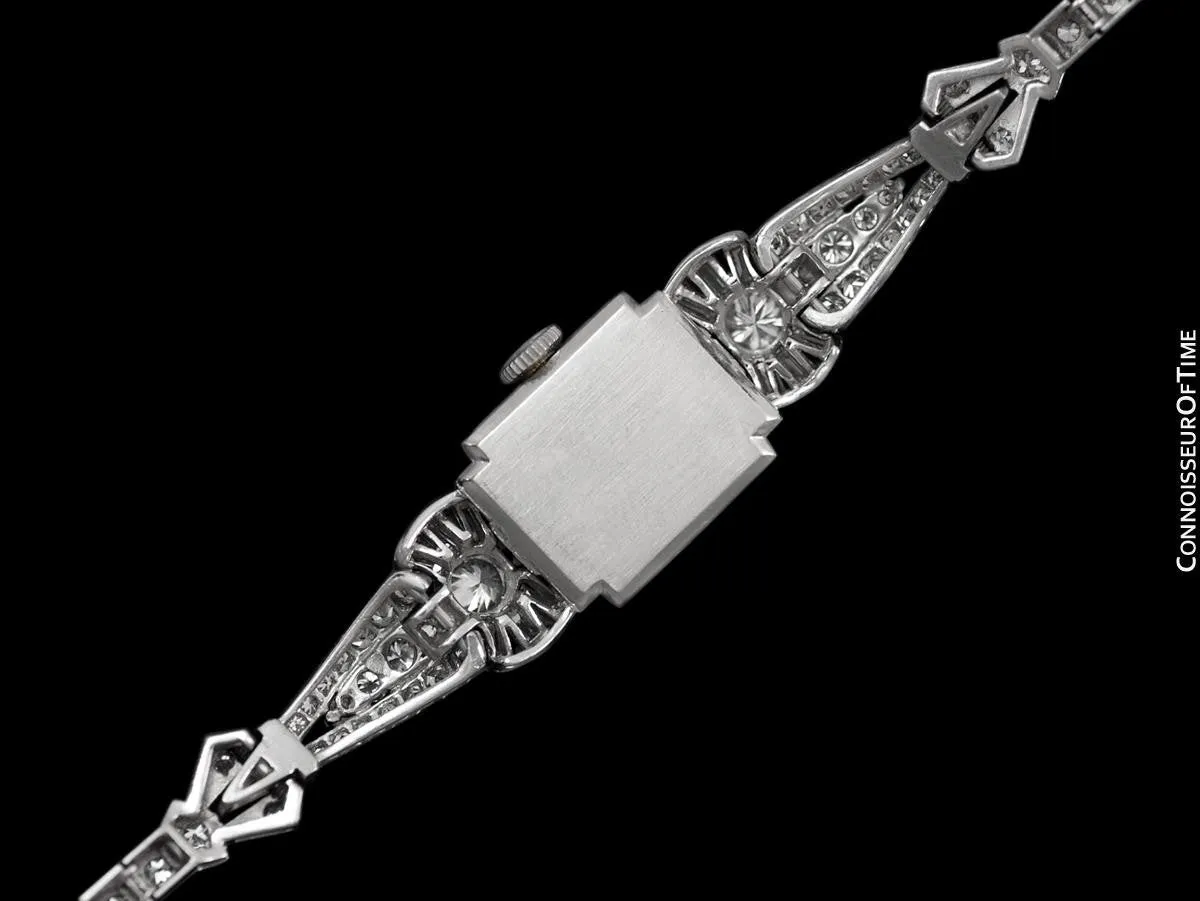 1950's Vintage Ladies Watch with Omega Movement - Platinum with 5 Carats of Diamond