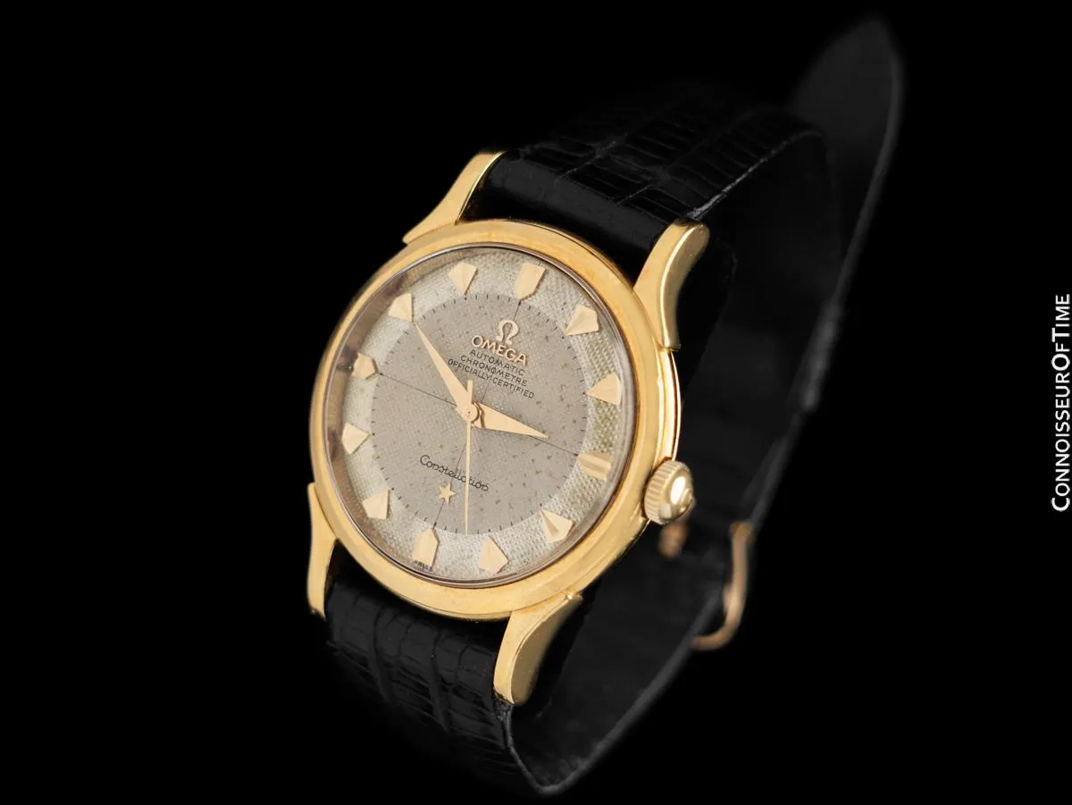 1954 Omega Constellation "De Luxe" Vintage Mens 18K Gold Watch - Box and Band