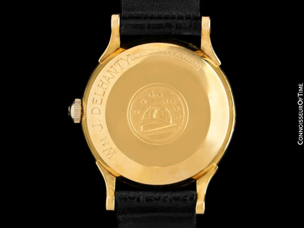 1954 Omega Constellation "De Luxe" Vintage Mens 18K Gold Watch - Box and Band