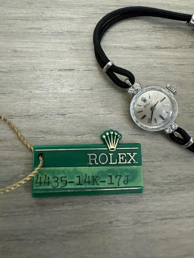 1960's Rolex Ladies Dress Watch with Original Tag, Silver Dial - 14K White Gold & Diamonds