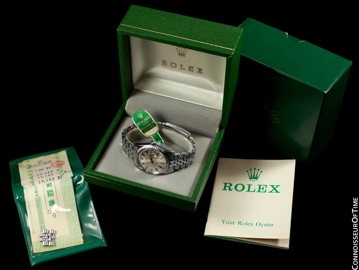 1968 Rolex Datejust Classic Vintage Mens Stainless Steel Watch - Original Papers, Boxes & Tag