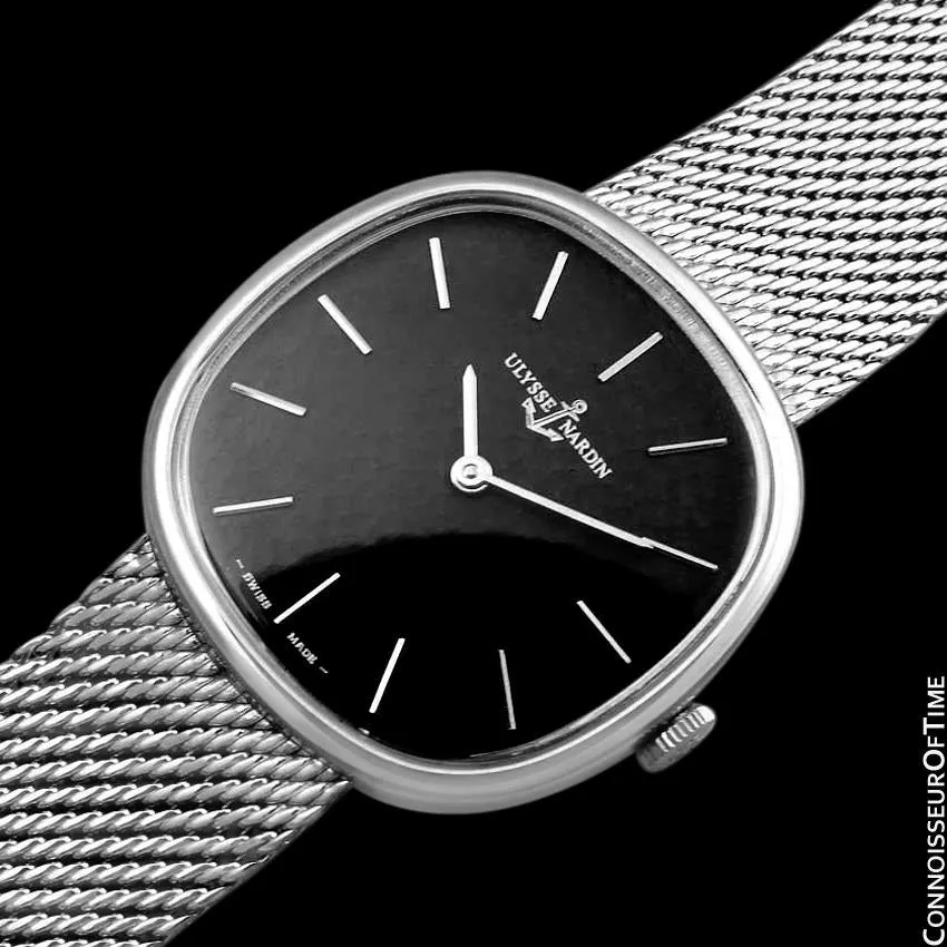 1970's Ulysse Nardin Vintage Mens TV Style Dress Watch with Original Bracelet - Stainless Steel