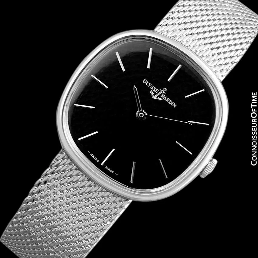 1970's Ulysse Nardin Vintage Mens TV Style Dress Watch with Original Bracelet - Stainless Steel