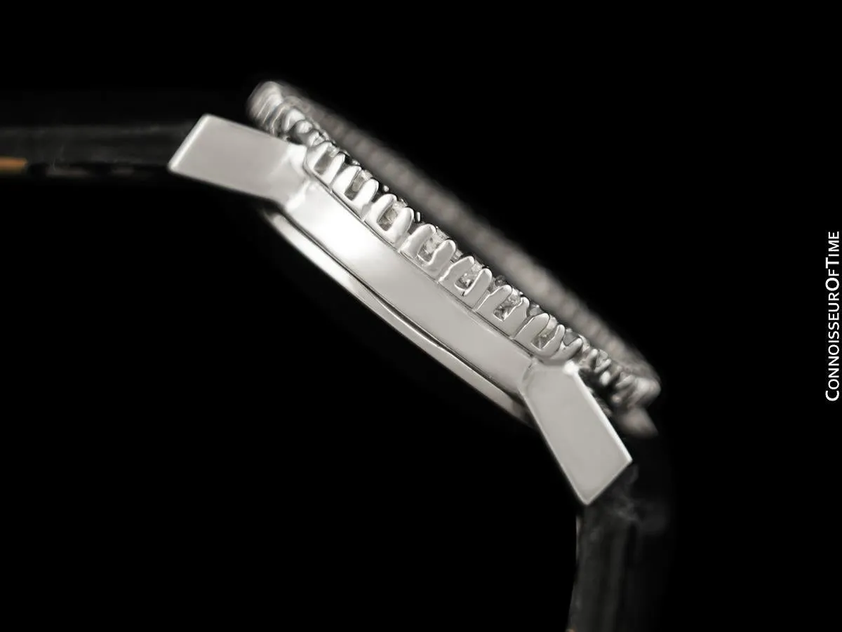 1972 Omega De Ville Vintage Ladies Watch with Embossed Dial - Stainless Steel & Diamonds