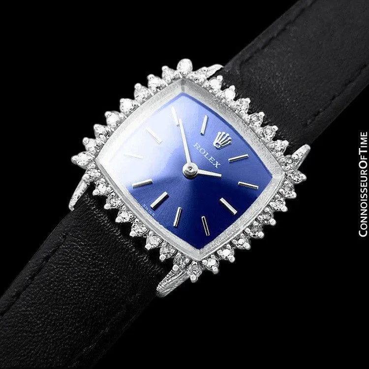 1972 Rolex Precision Vintage Ladies Handwound Watch - Stainless Steel & Diamonds