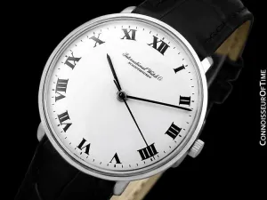 1973 IWC Vintage Mens Dress Watch with White Roman Dial, Caliber 403 - Stainless Steel