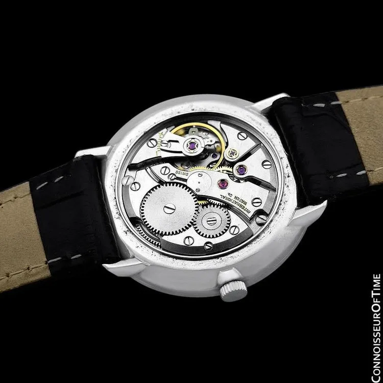 1973 IWC Vintage Mens Dress Watch with White Roman Dial, Caliber 403 - Stainless Steel