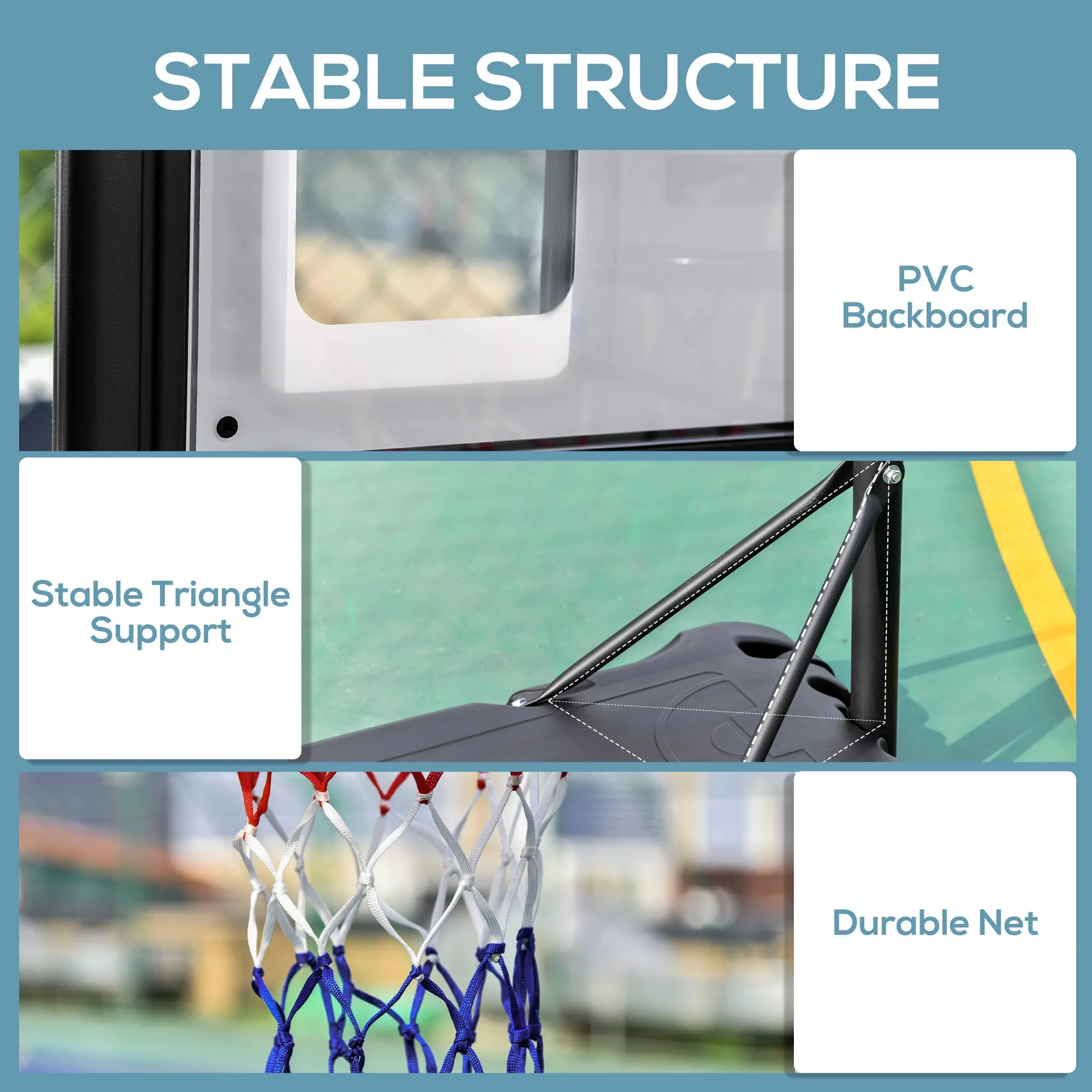 61"- 82.75"H Basketball Stand and Hoop Backboard Adjustable w/ Wheels For Kids Youth Outdoor