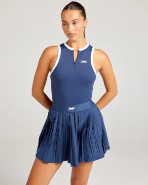 Ace Zip Dress - Navy/White