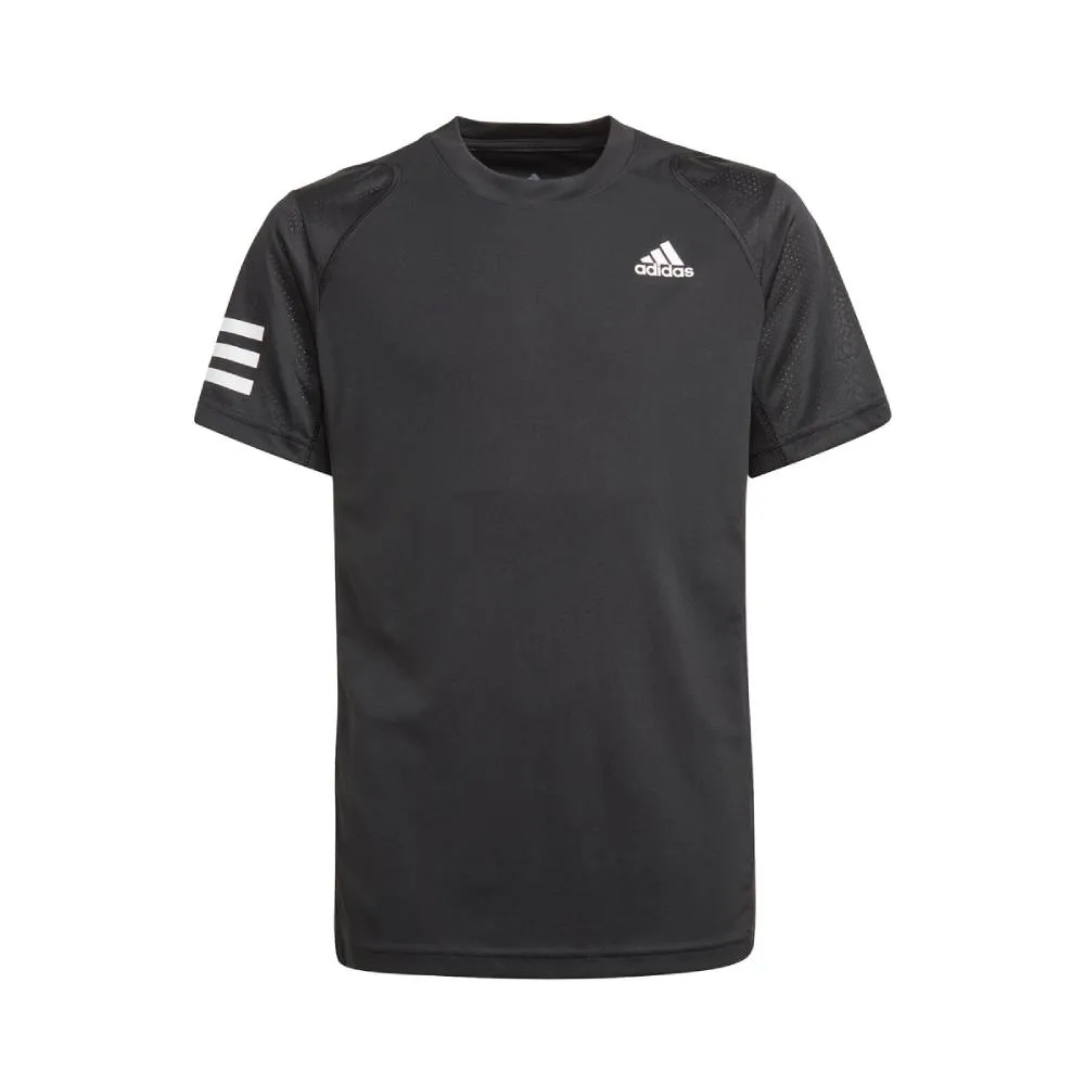 adidas Boys' 3 Stripe Club Top (Black/White)