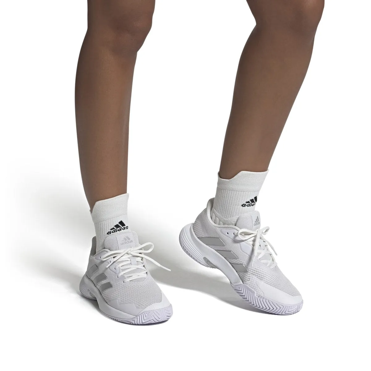 adidas CourtJam Control Women's Tennis Shoe (White/Silver)