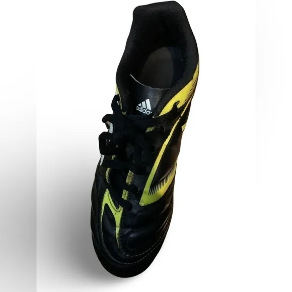 Adidas Ezeiro III TRX FG boys black, white, neon yellow soccer cleats. Size 4.5