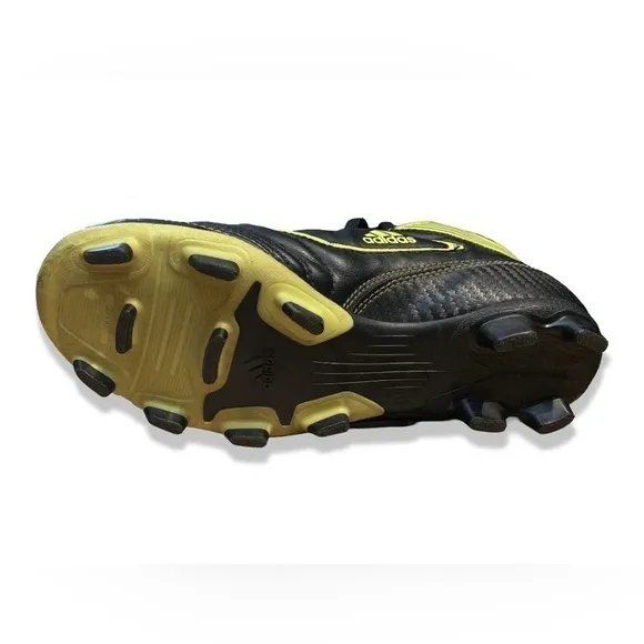 Adidas Ezeiro III TRX FG boys black, white, neon yellow soccer cleats. Size 4.5