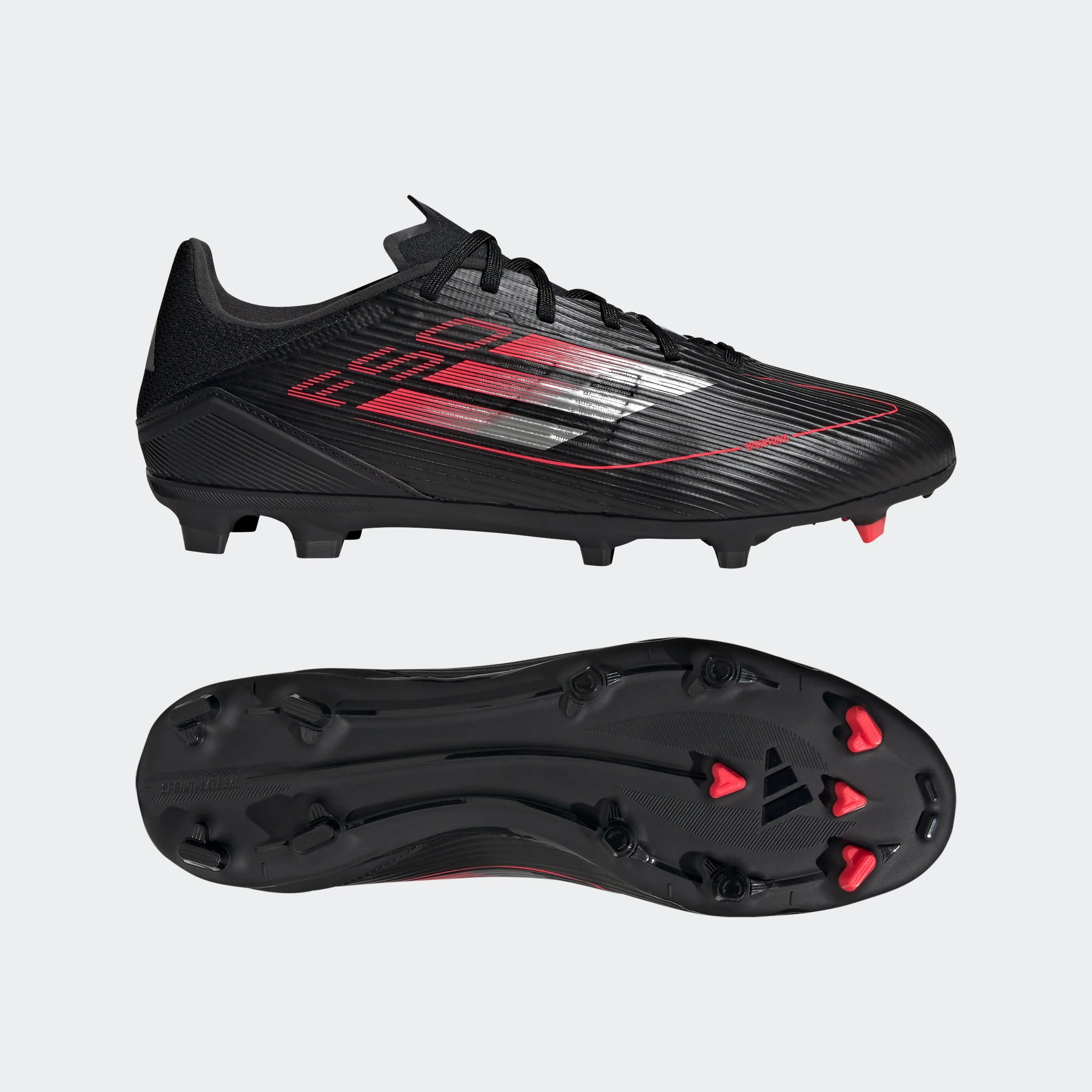 adidas F50 LEAGUE Firm/Multi-Ground Soccer Cleats | Core Black-Iron Metallic-Lucid Red | Men's