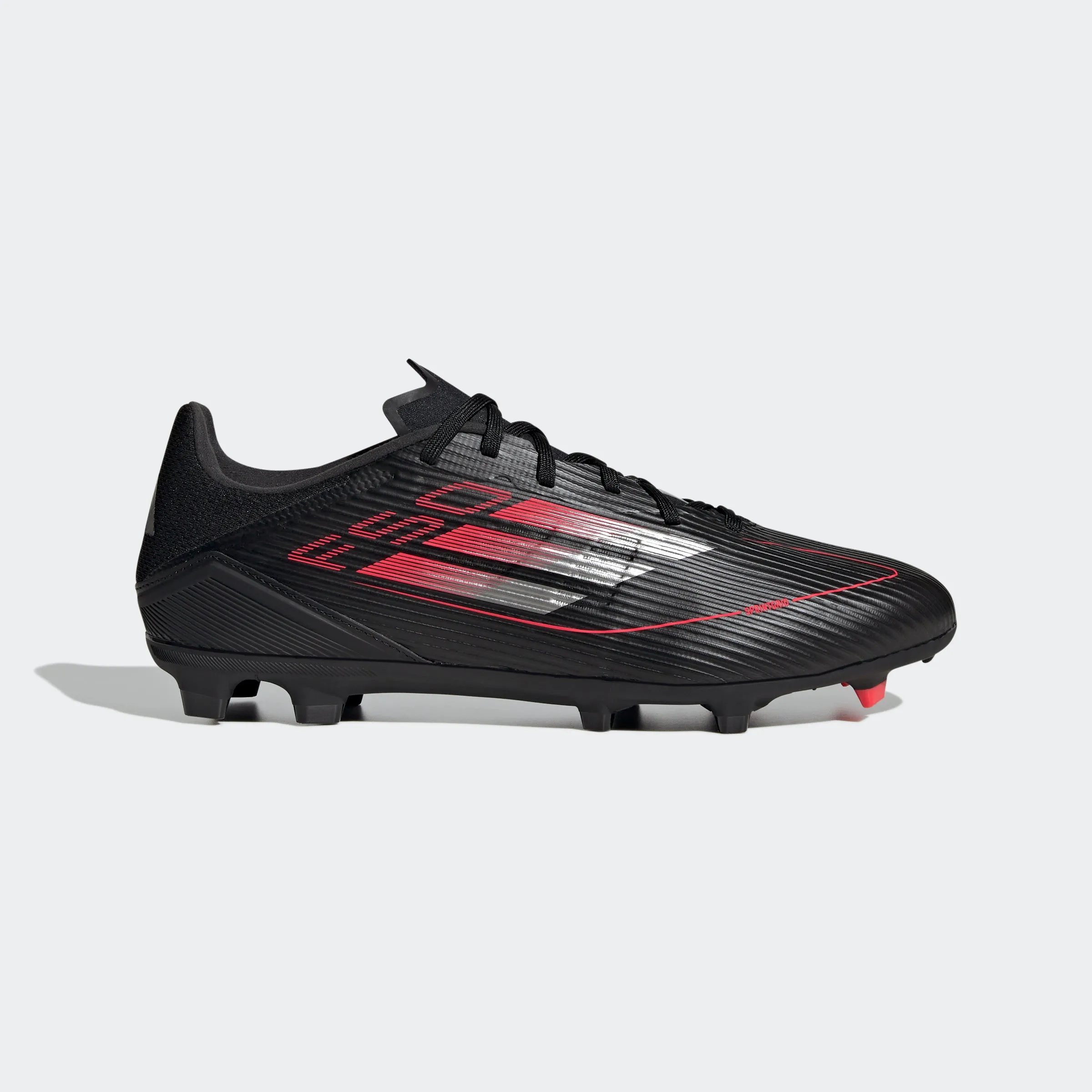 adidas F50 LEAGUE Firm/Multi-Ground Soccer Cleats | Core Black-Iron Metallic-Lucid Red | Men's