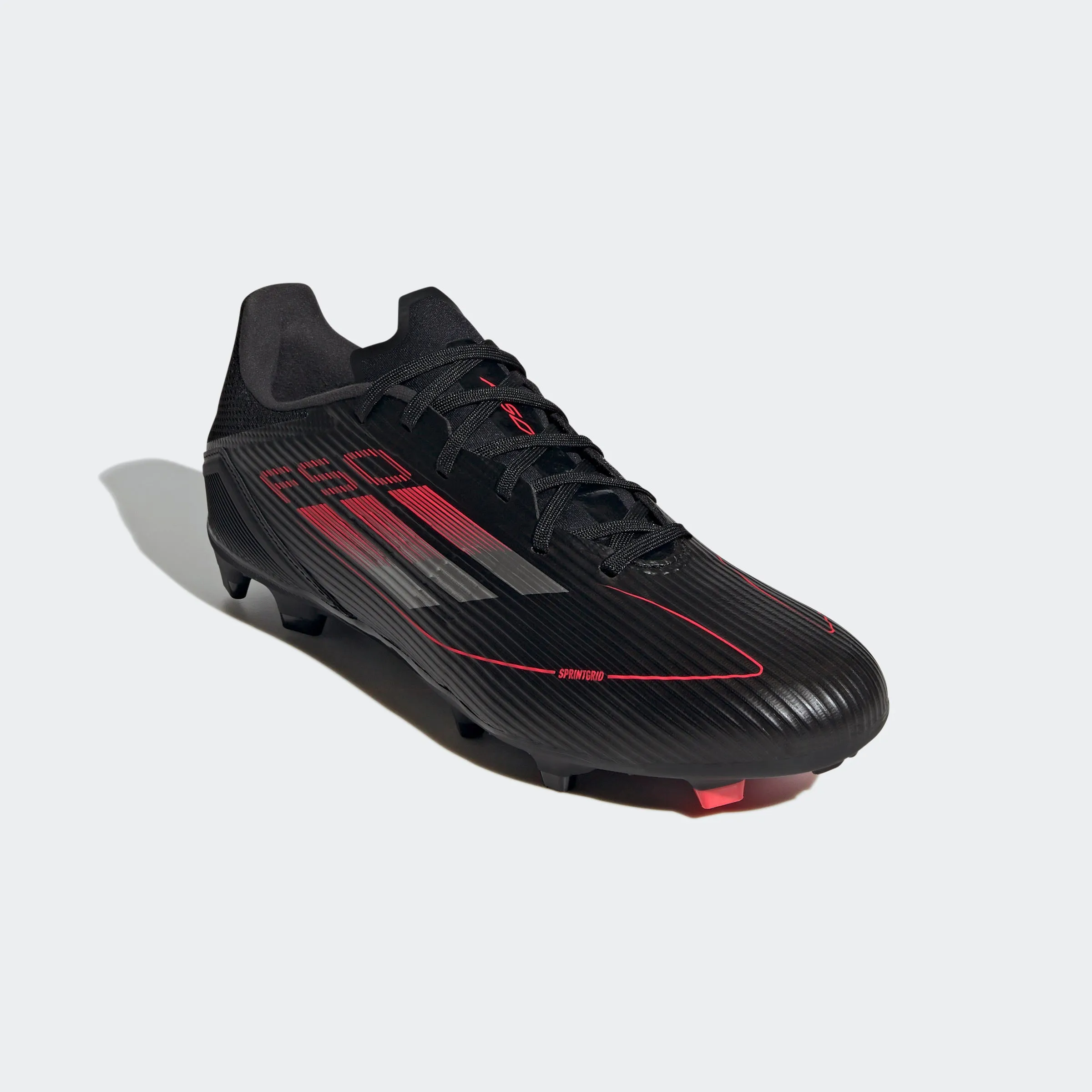 adidas F50 LEAGUE Firm/Multi-Ground Soccer Cleats | Core Black-Iron Metallic-Lucid Red | Men's