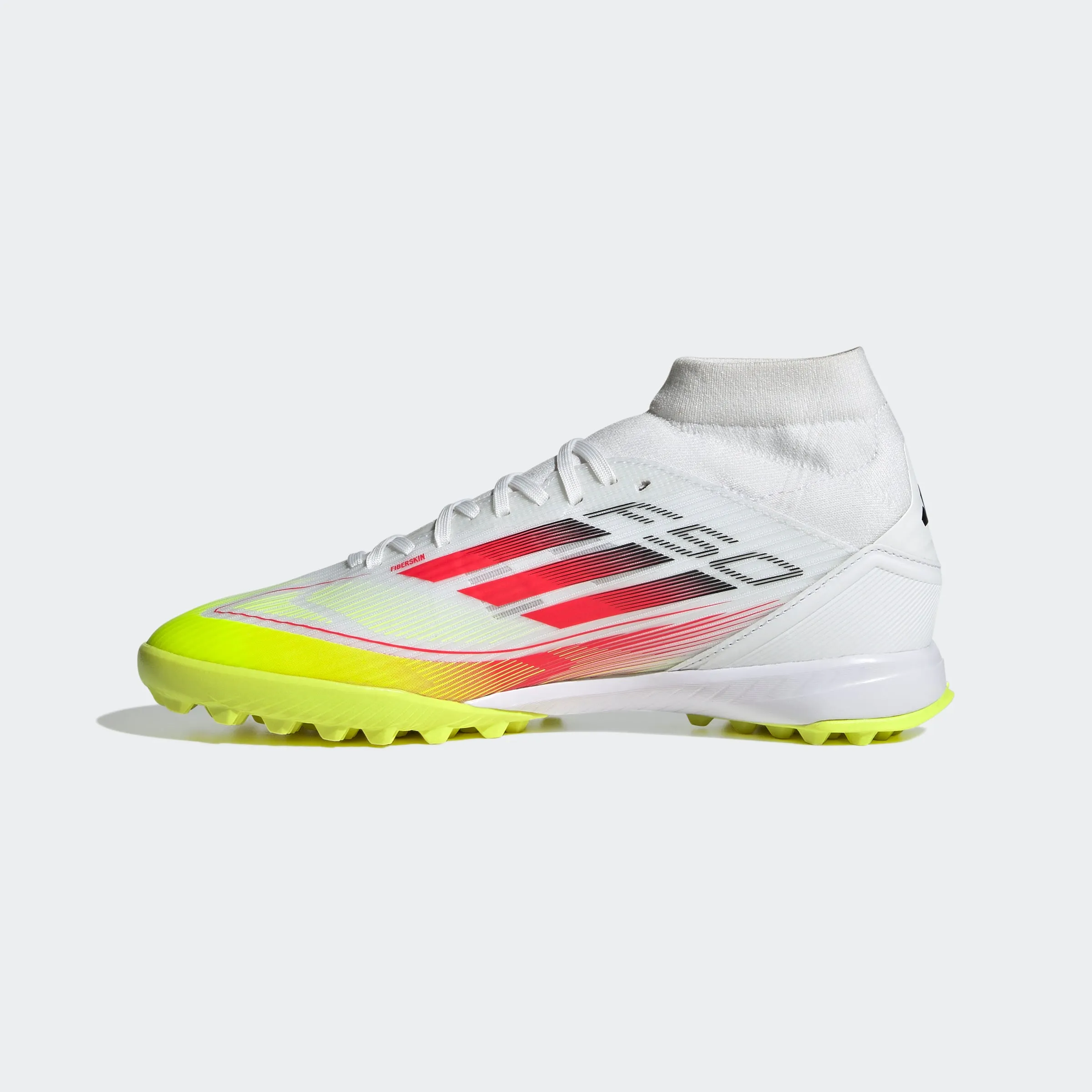 adidas F50 LEAGUE MID Artificial Turf Soccer Shoes | Cloud White-Lucid Red-Solar Yellow | Women's [Unisex]