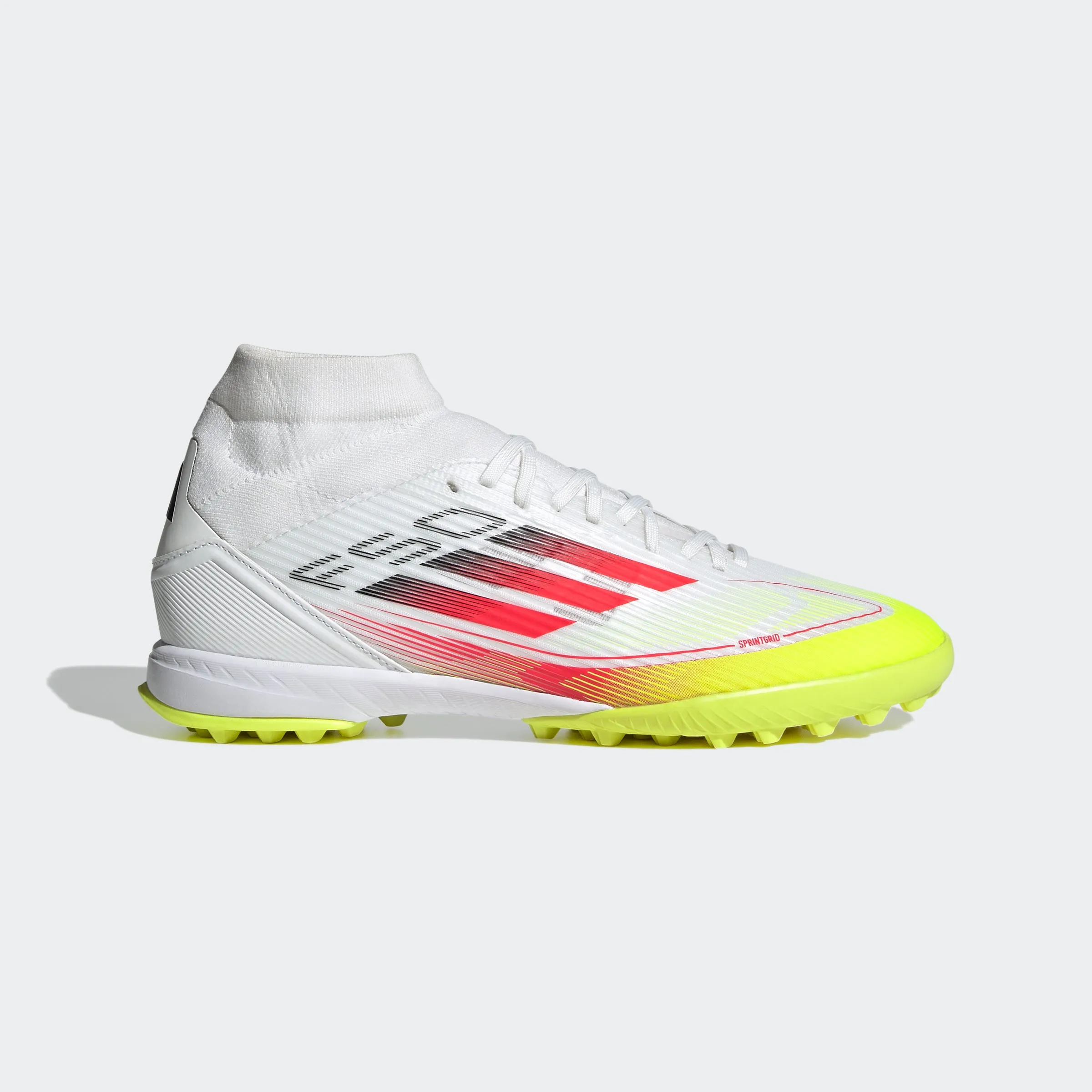 adidas F50 LEAGUE MID Artificial Turf Soccer Shoes | Cloud White-Lucid Red-Solar Yellow | Women's [Unisex]