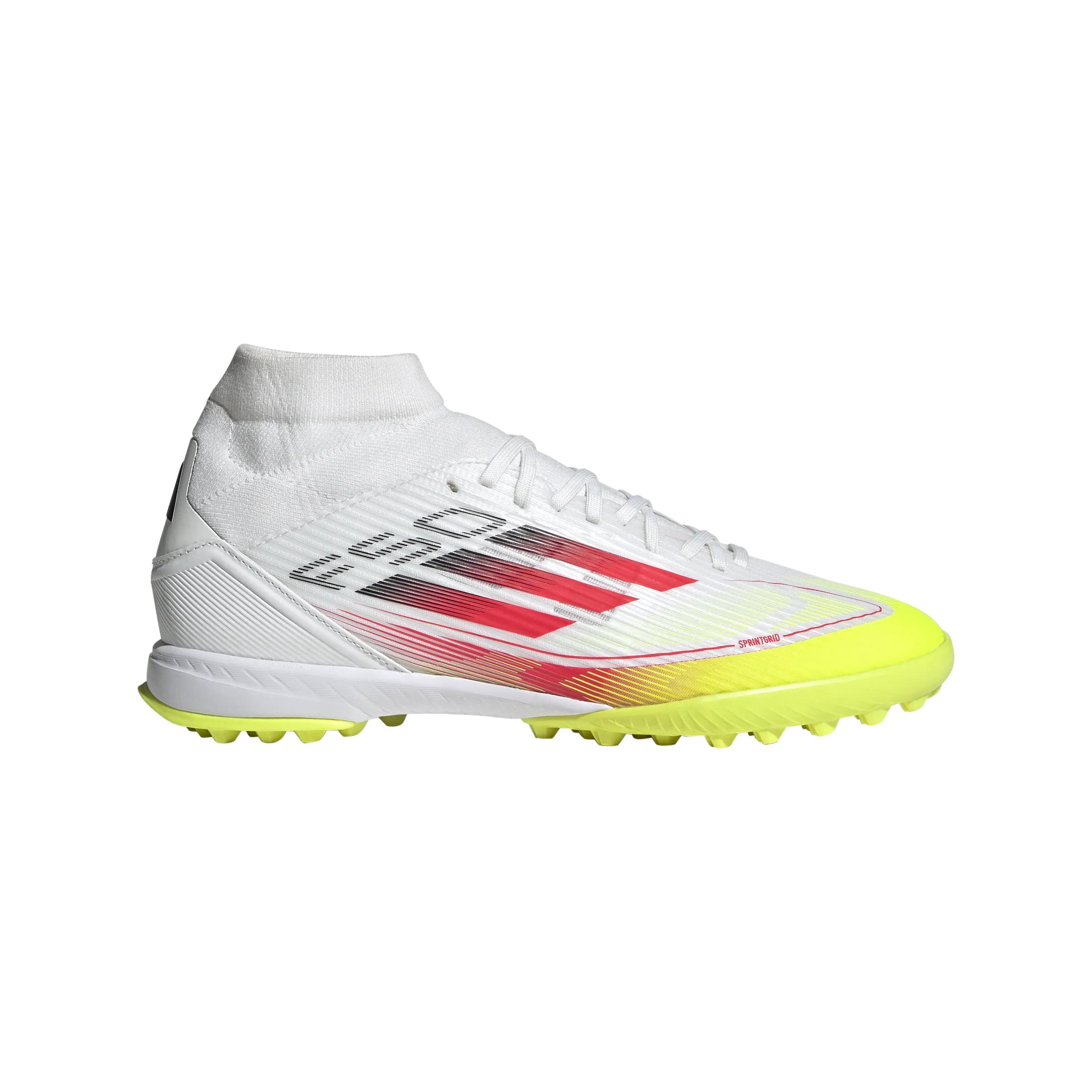 adidas F50 LEAGUE MID Artificial Turf Soccer Shoes | Cloud White-Lucid Red-Solar Yellow | Women's [Unisex]