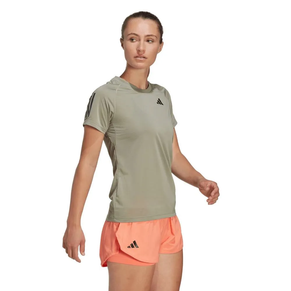 adidas Women's Club 3 Stripe Top (Khaki)