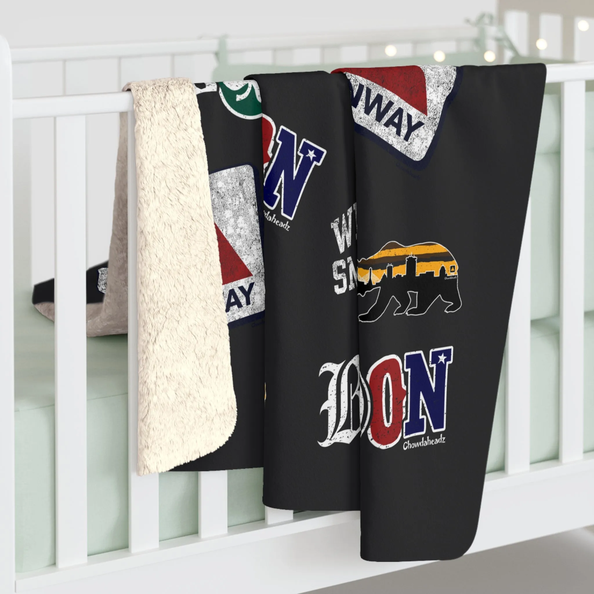 All Boston Sherpa Fleece Blanket