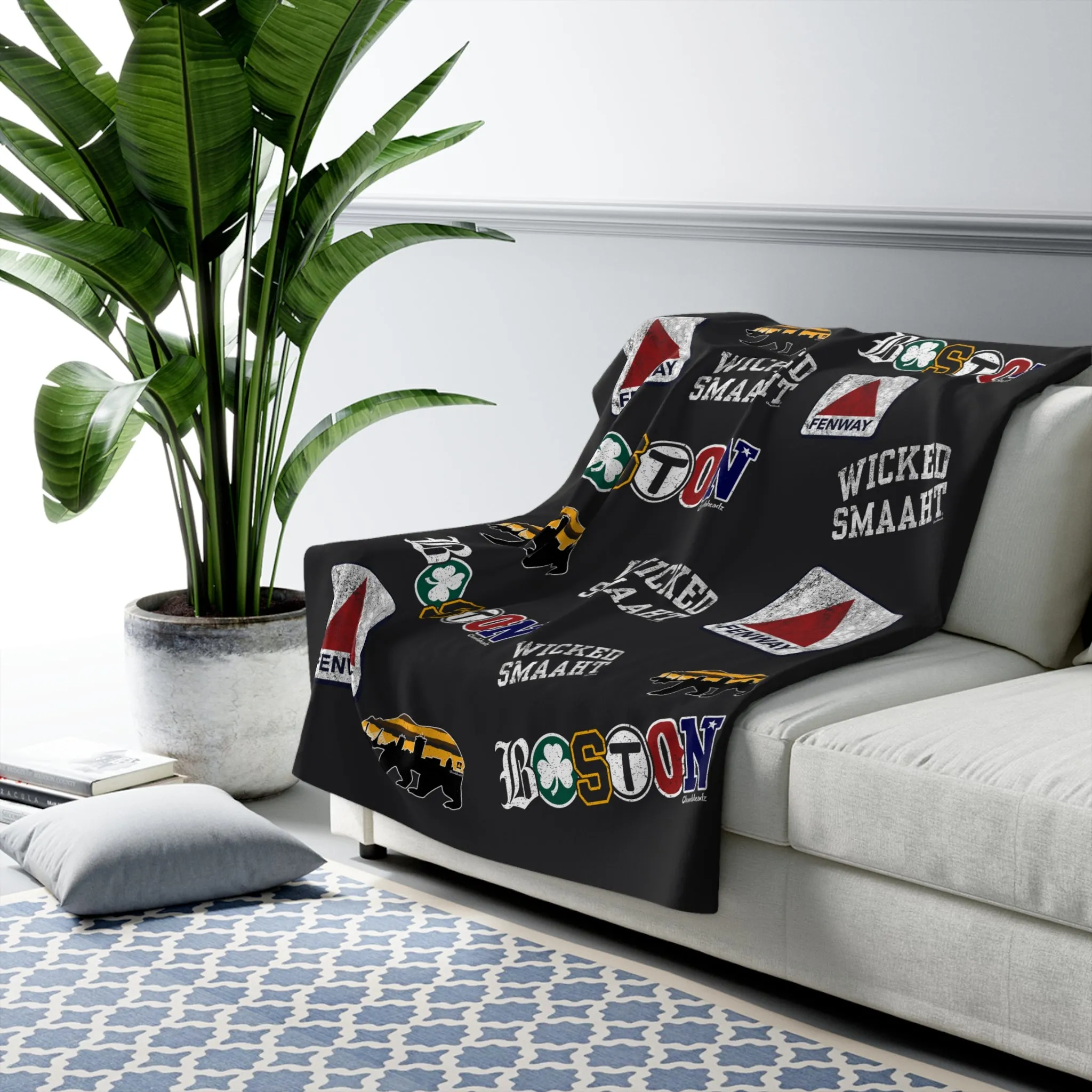 All Boston Sherpa Fleece Blanket