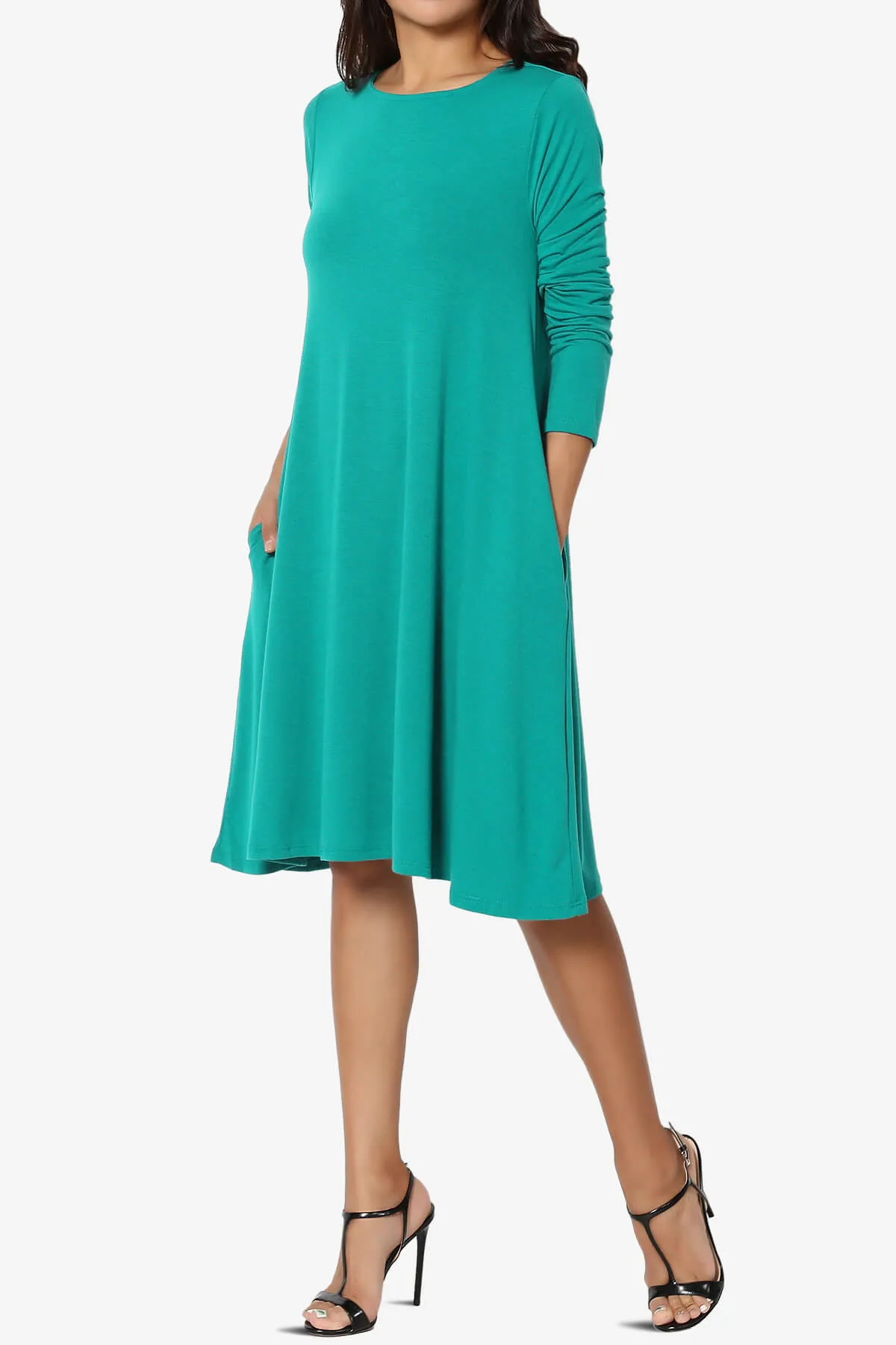 Allie Long Sleeve Jersey A-Line Dress