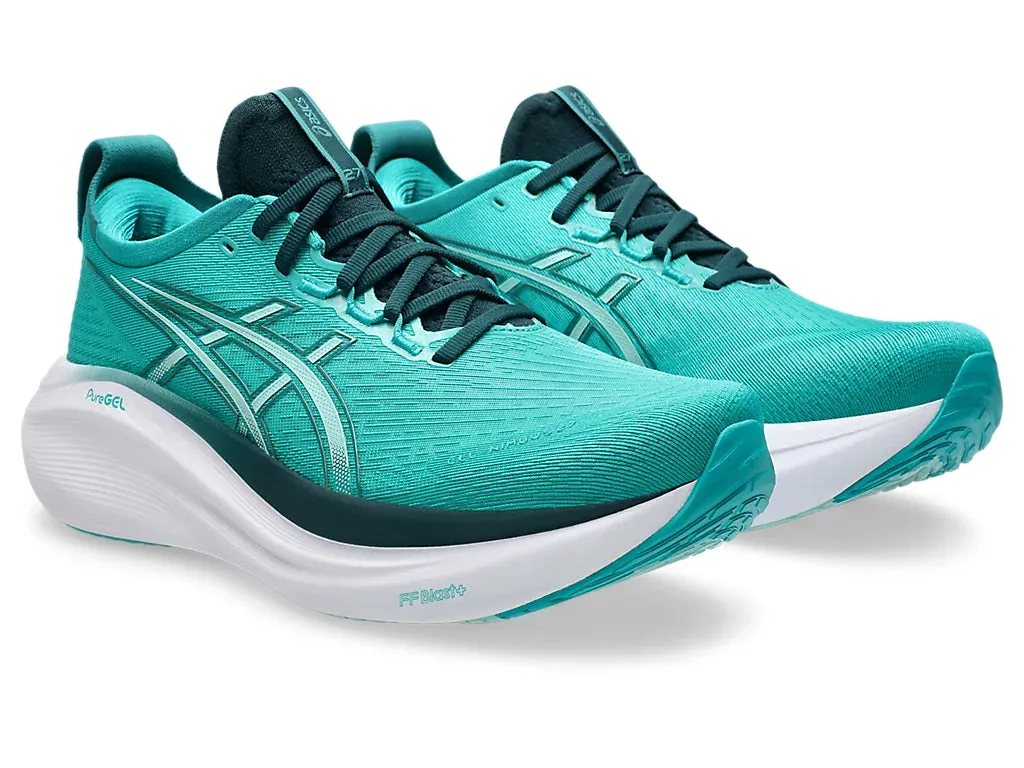 Asics Men's GEL-NIMBUS 27 Running Shoes in Wave Teal/Saxon Green