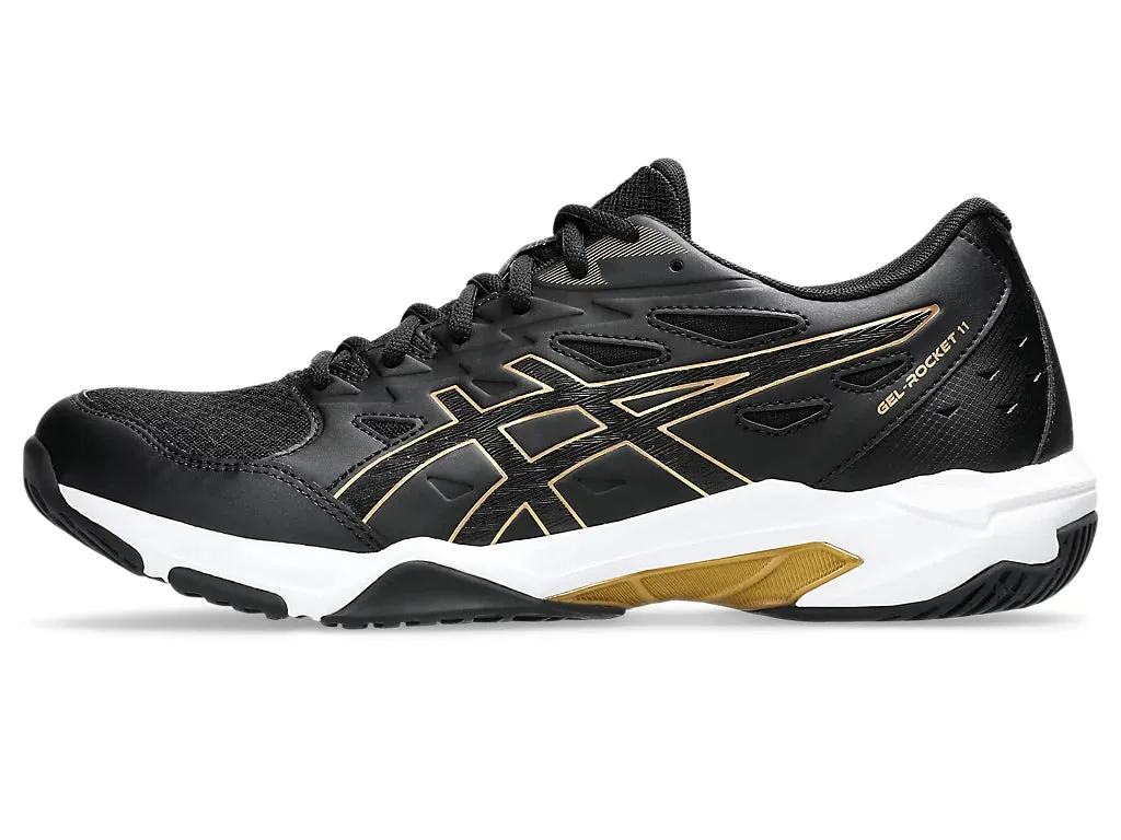 Asics Men's GEL-ROCKET 11 Indoor Shoes in Black/Pure Gold