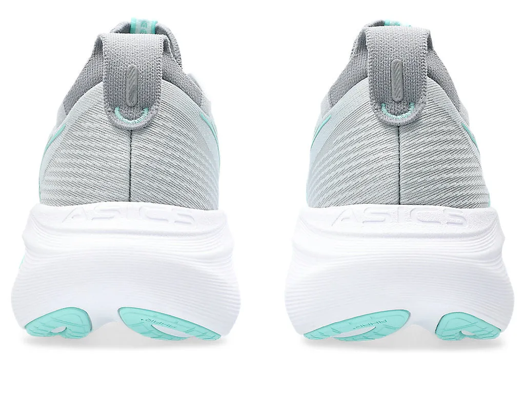 Asics Women's GEL-NIMBUS 27 Wide (D) Running Shoes in Piedmont Grey/Illuminate Mint