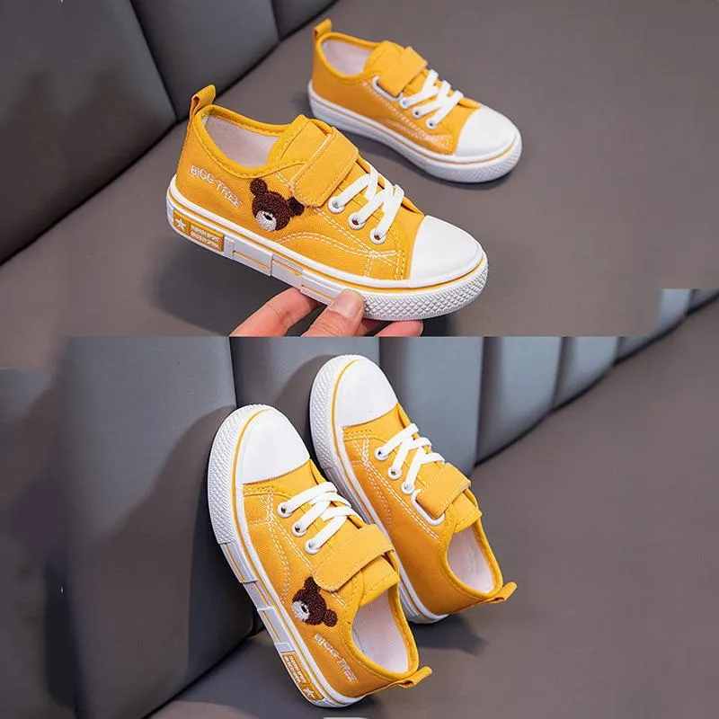 Baby Low-cut Non-slip Shoes Solid Sole Casual Sneakers Universal All-match Cartoon Embroidered Canvas Shoes for Boys and Girls