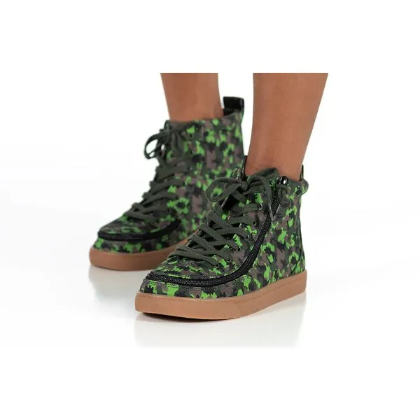BILLY Classic Green Dino Kids High Top Adaptive Sneaker (EasyOn)