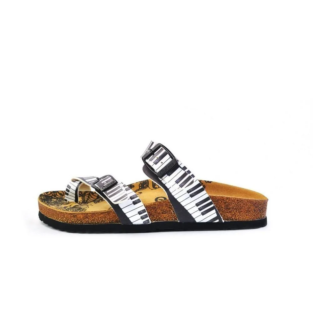 Black and White, Piano Pattern Sandal - CAL1010