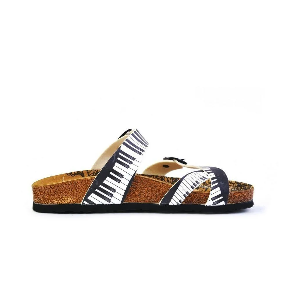Black and White, Piano Pattern Sandal - CAL1010