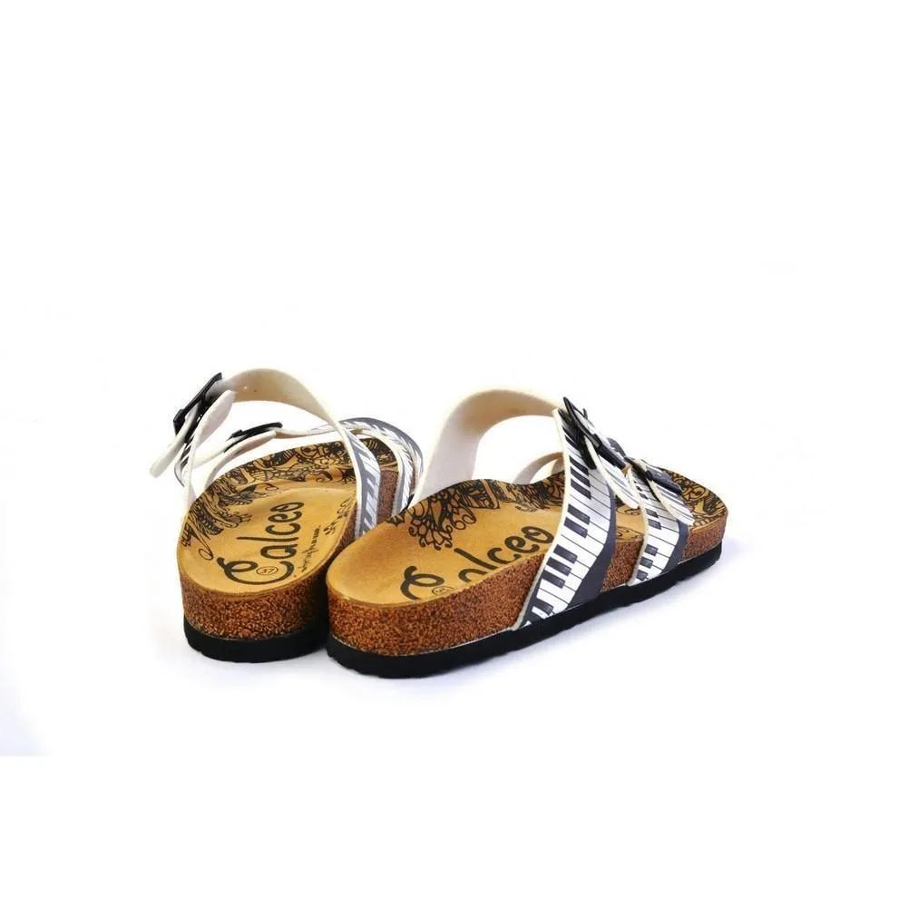 Black and White, Piano Pattern Sandal - CAL1010