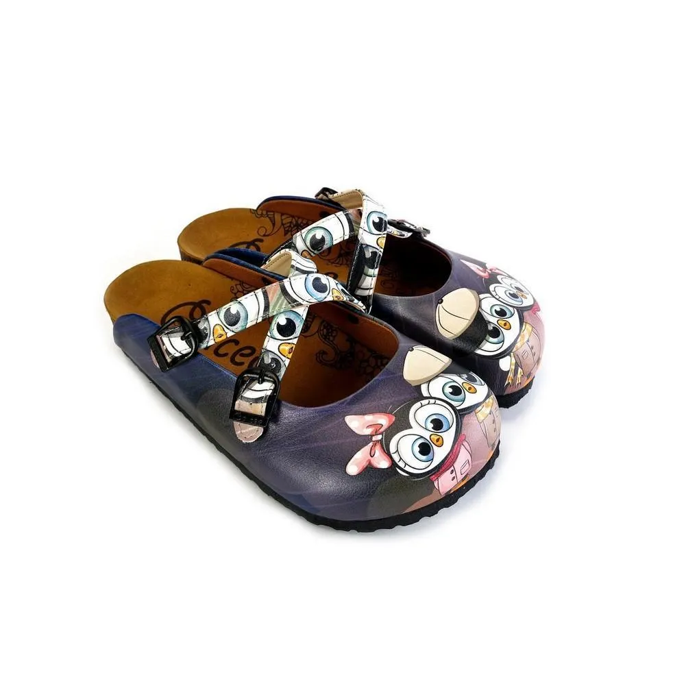 Black Cute Penguins Patterned Clogs - WCAL175