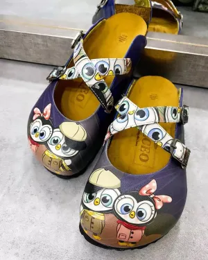 Black Cute Penguins Patterned Clogs - WCAL175