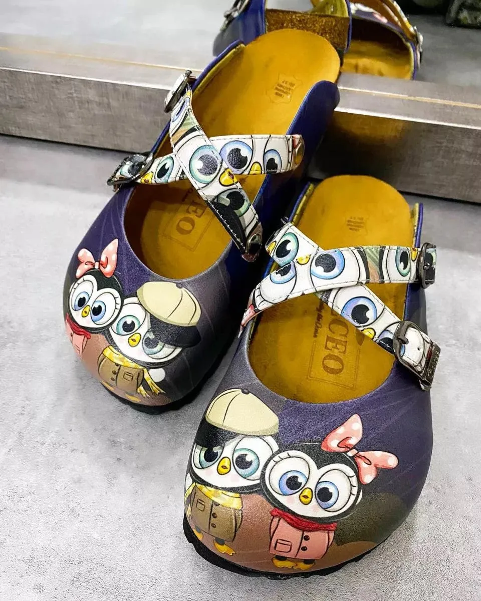 Black Cute Penguins Patterned Clogs - WCAL175