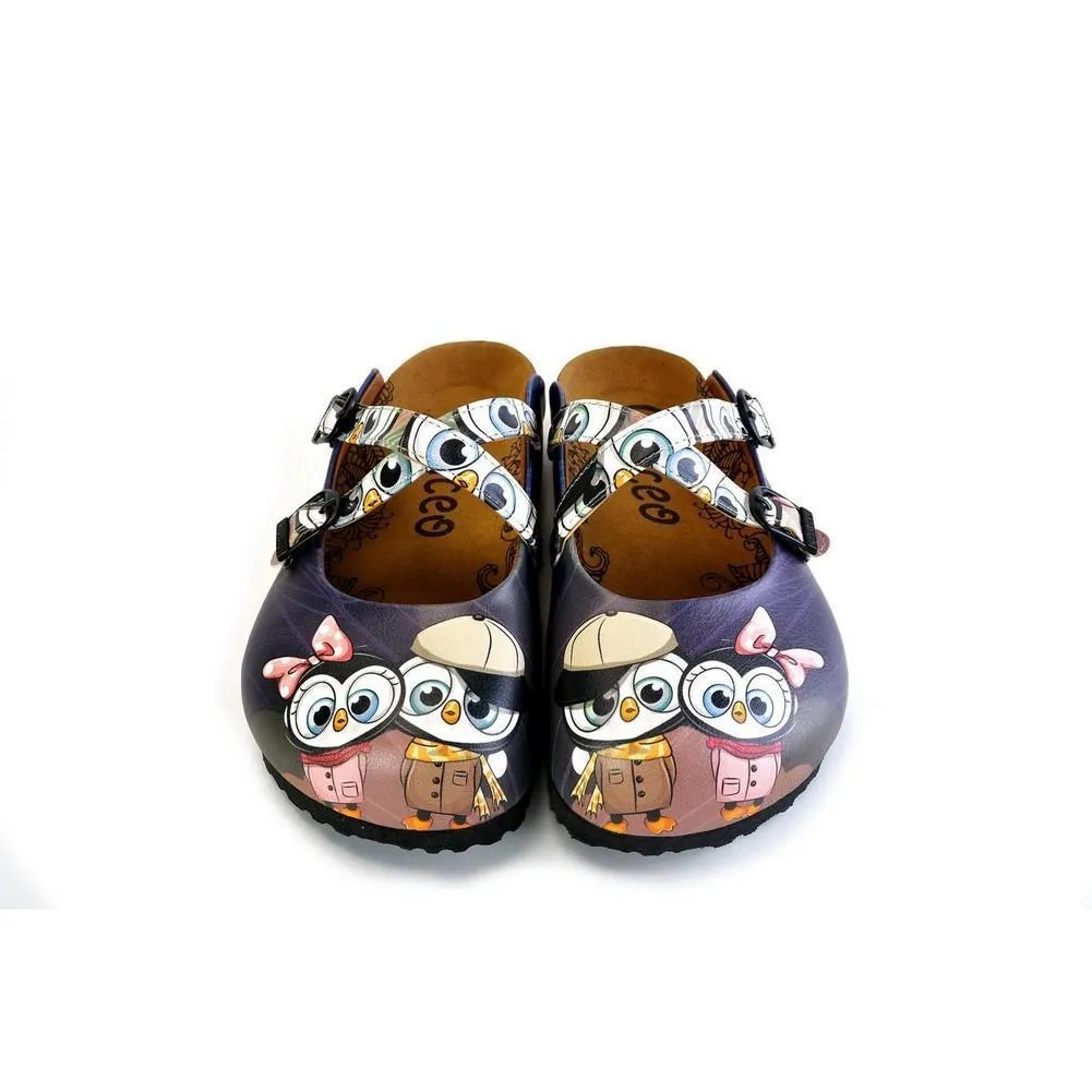 Black Cute Penguins Patterned Clogs - WCAL175