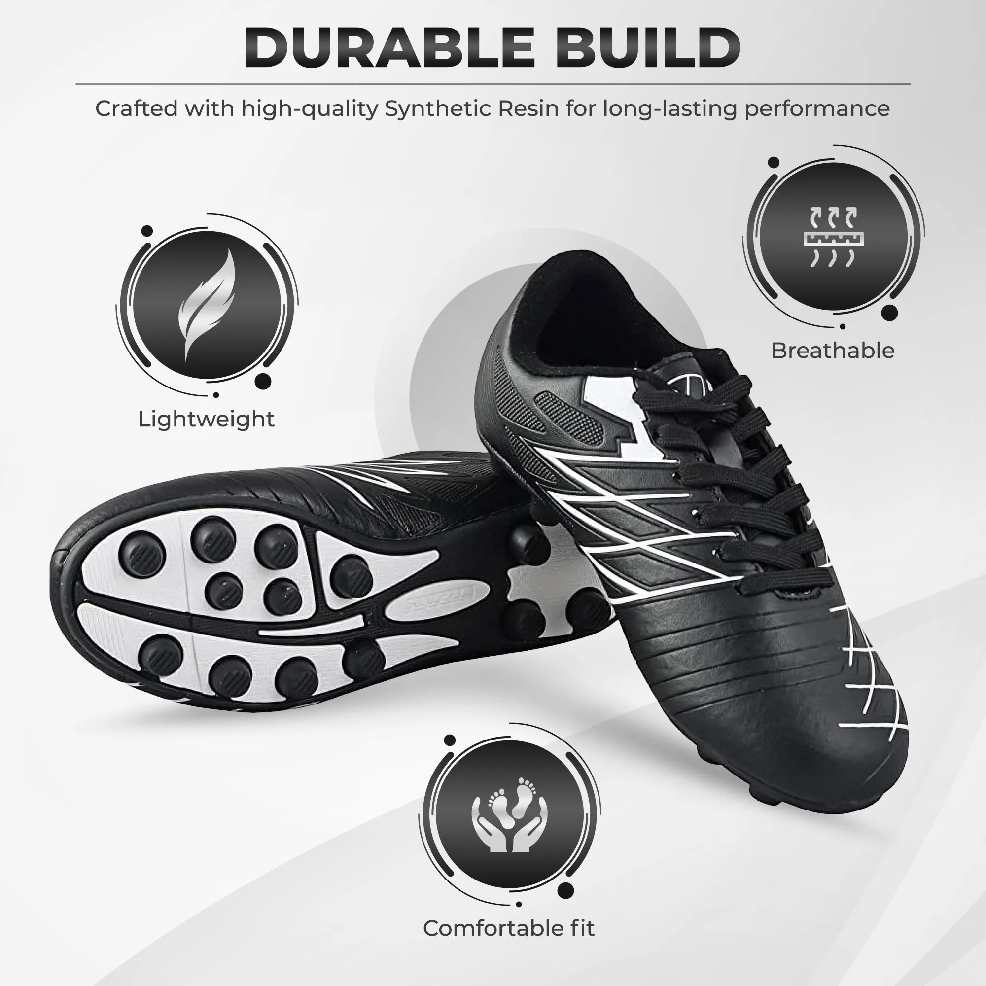 Boca Firm Ground Soccer Shoes - Black/White