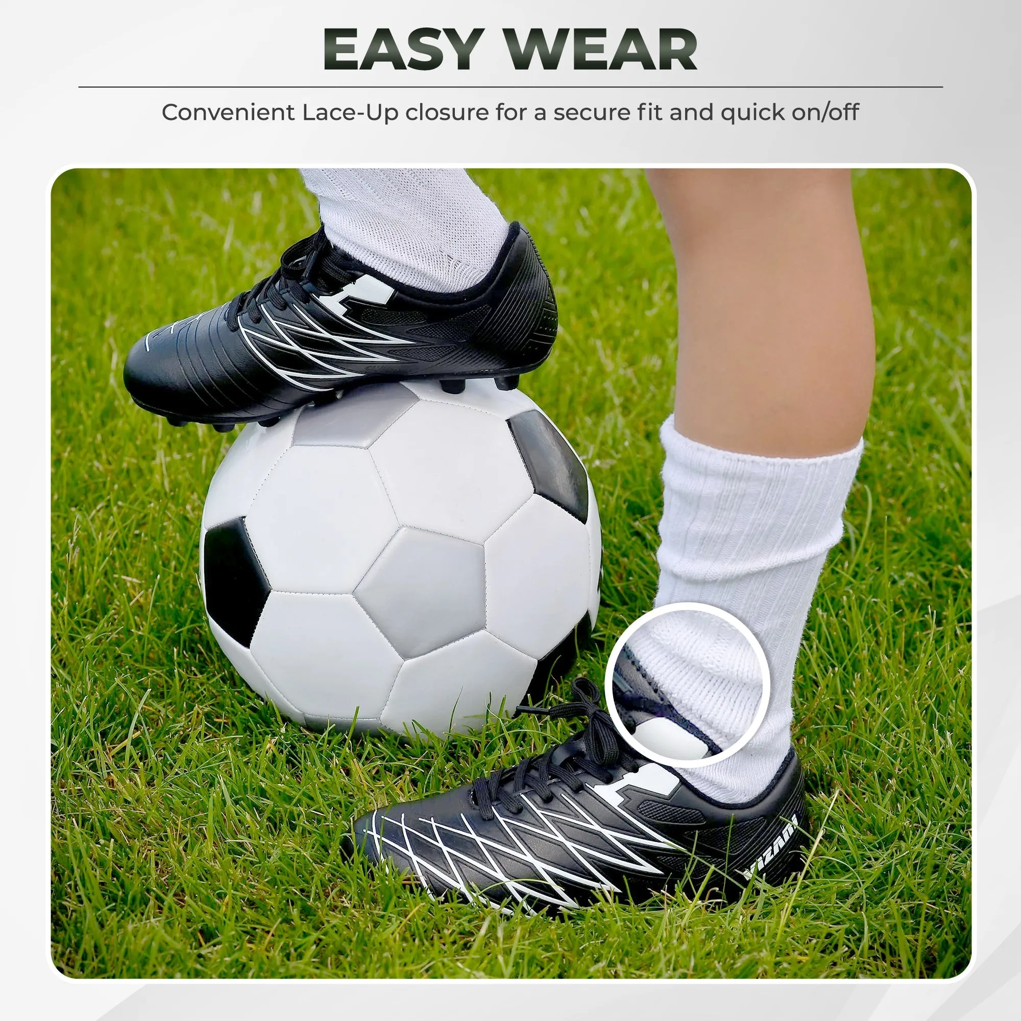 Boca Firm Ground Soccer Shoes - Black/White