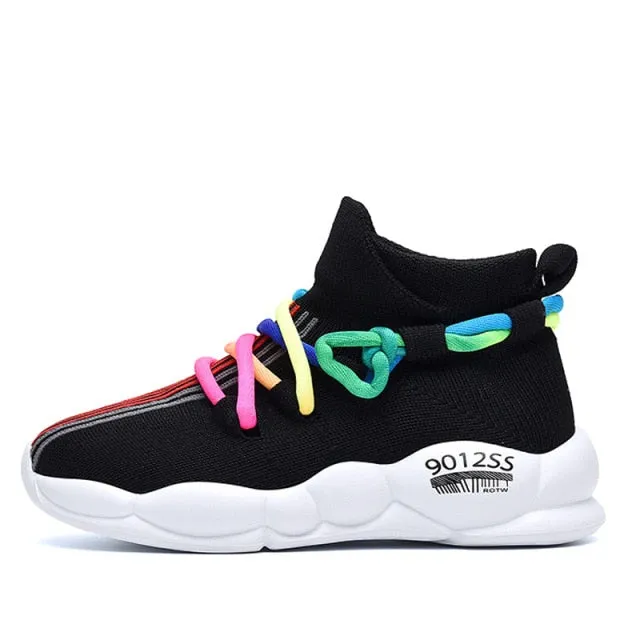 Boys Girls Breathable Sneakers Casual Knit Soft Anti-Slip Running Sports Shoes
