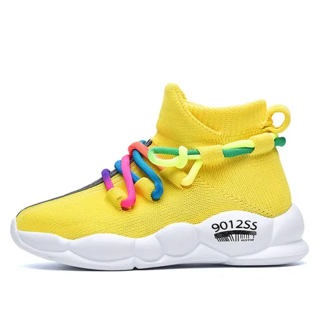 Boys Girls Breathable Sneakers Casual Knit Soft Anti-Slip Running Sports Shoes