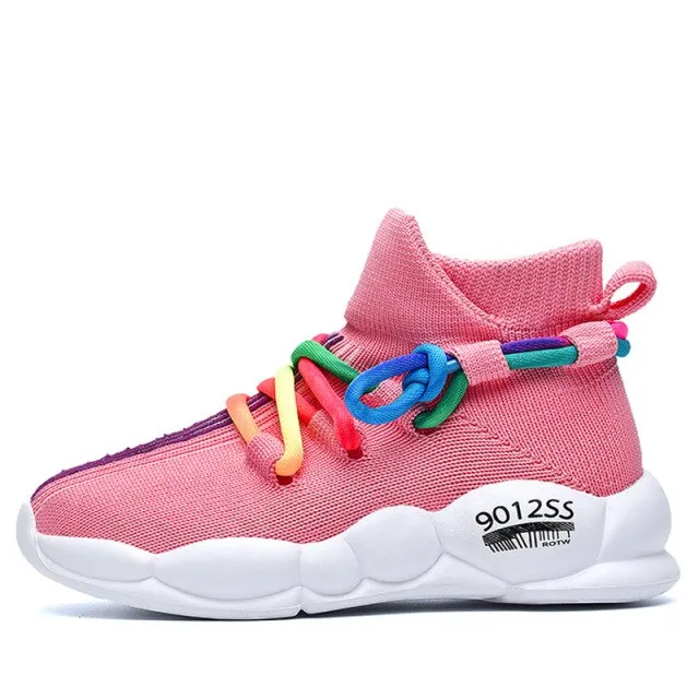 Boys Girls Breathable Sneakers Casual Knit Soft Anti-Slip Running Sports Shoes